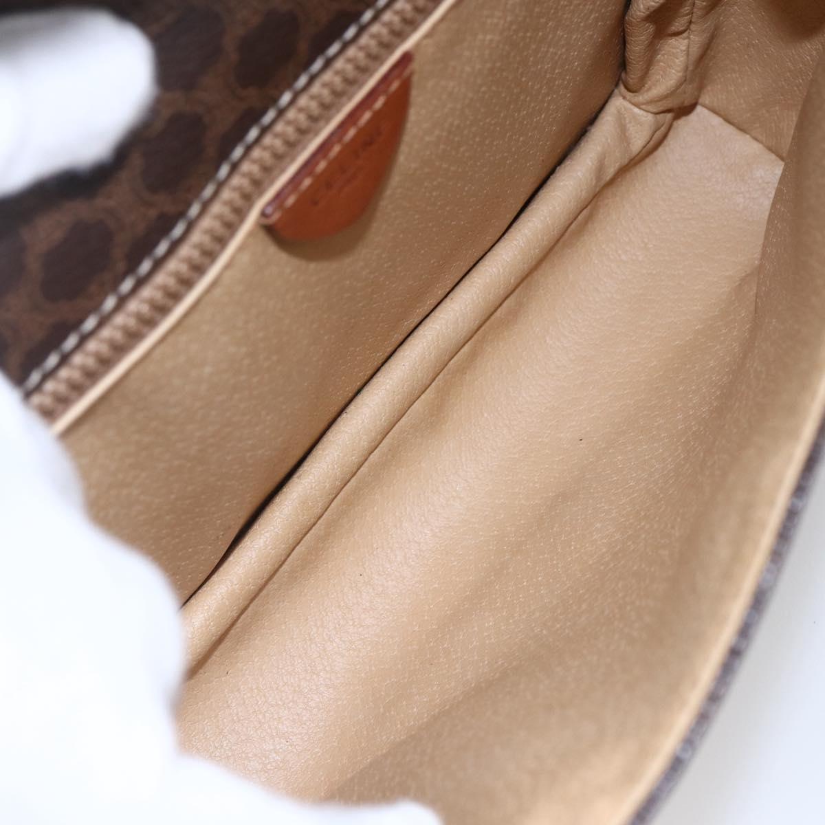 CELINE Macadam Canvas Shoulder Bag PVC Leather Brown Gold Auth ki6135