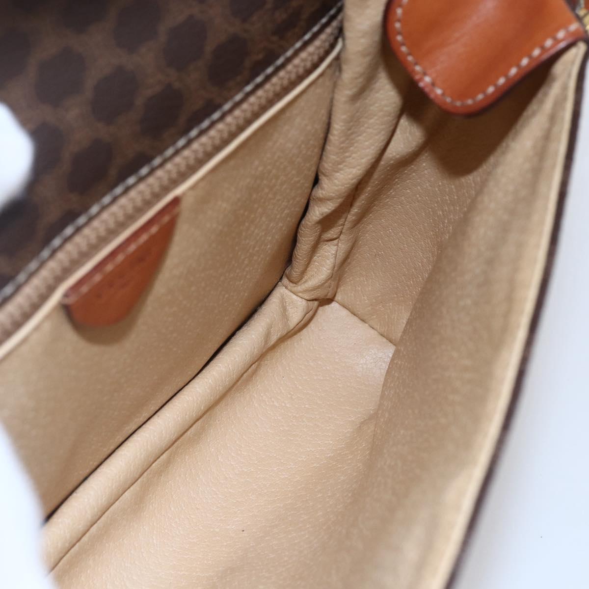 CELINE Macadam Canvas Shoulder Bag PVC Leather Brown Gold Auth ki6135