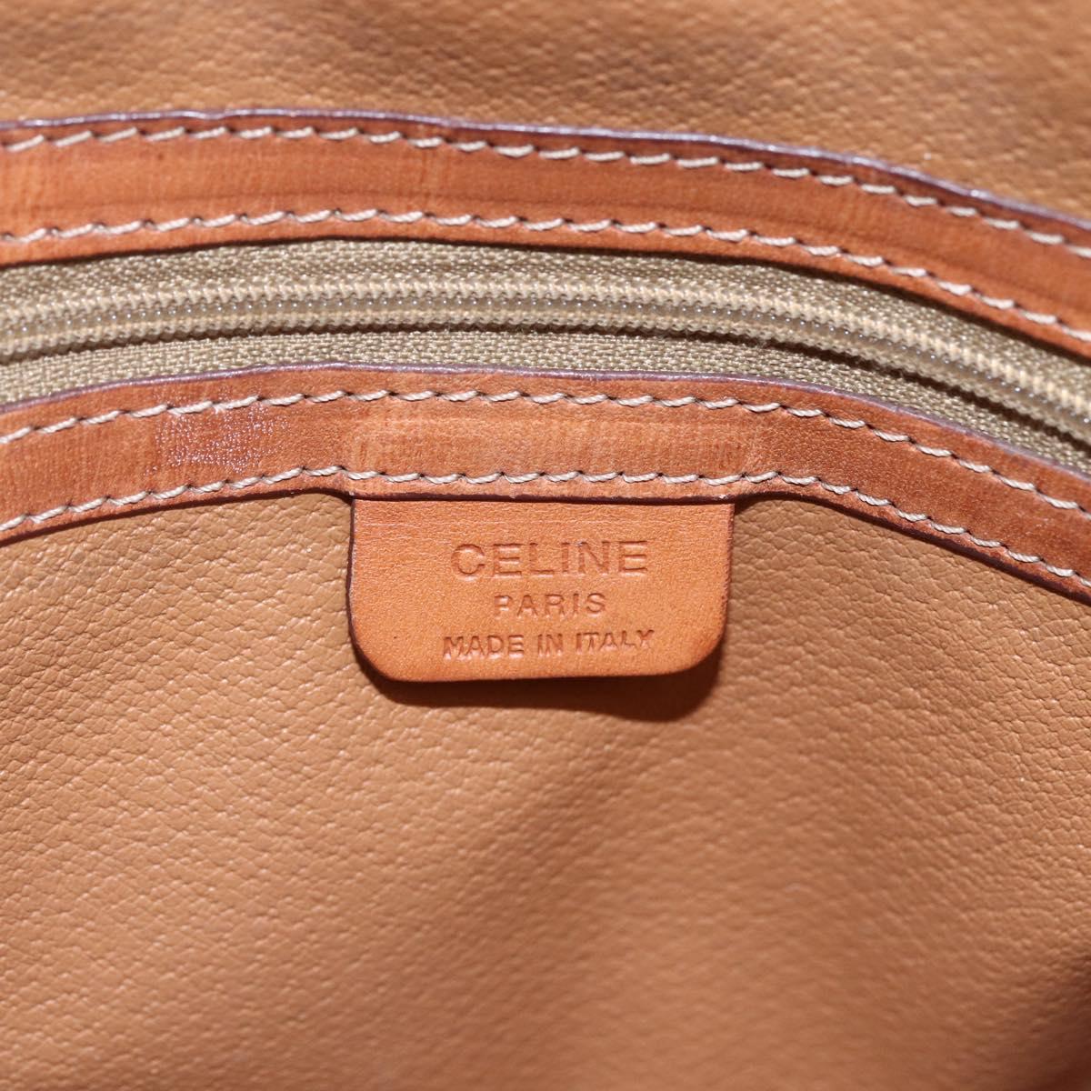 CELINE Macadam Canvas Shoulder Bag PVC Leather Brown Gold Auth ki6137