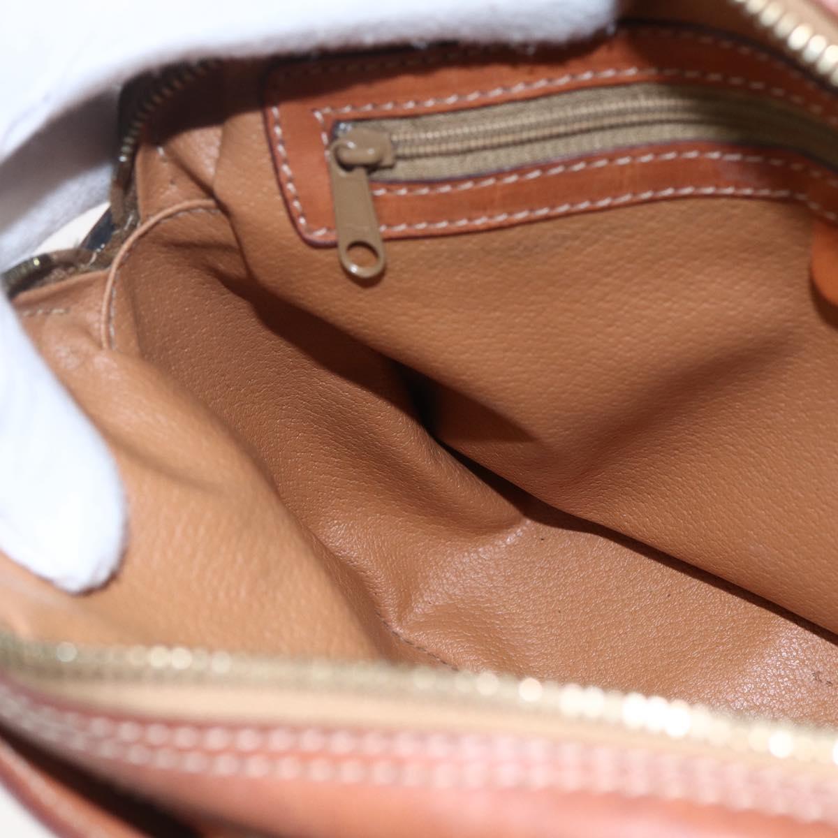 CELINE Macadam Canvas Shoulder Bag PVC Leather Brown Gold Auth ki6137