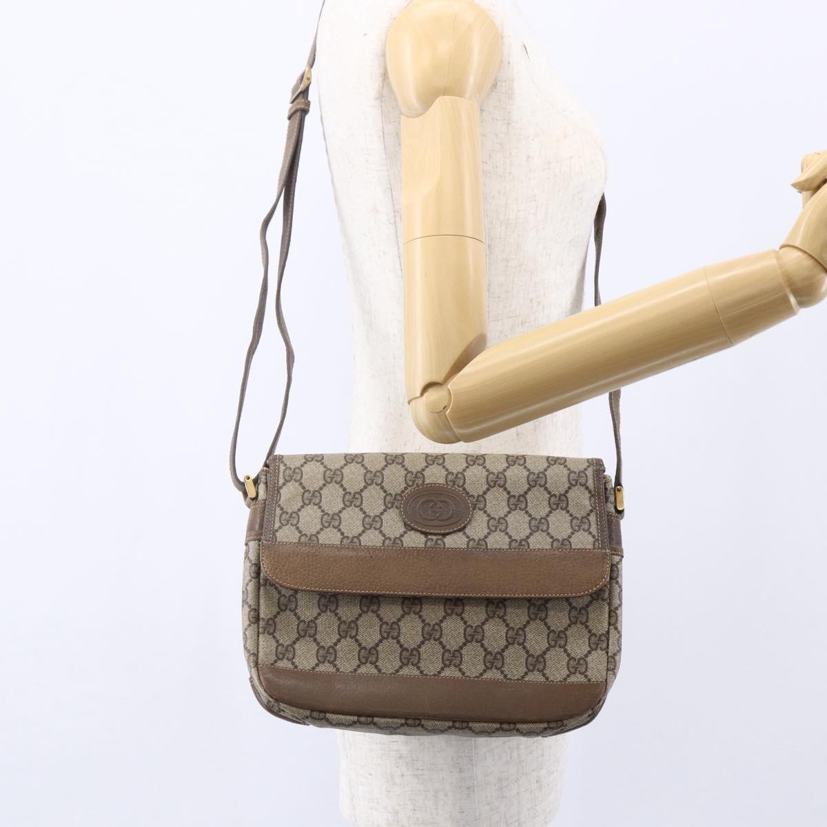GUCCI GG Supreme Shoulder Bag PVC Leather Beige Gold 001 106 0185 Auth ki6140