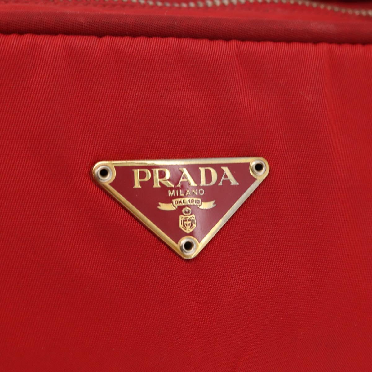 PRADA Hand Bag Nylon Red Gold Auth ki6141