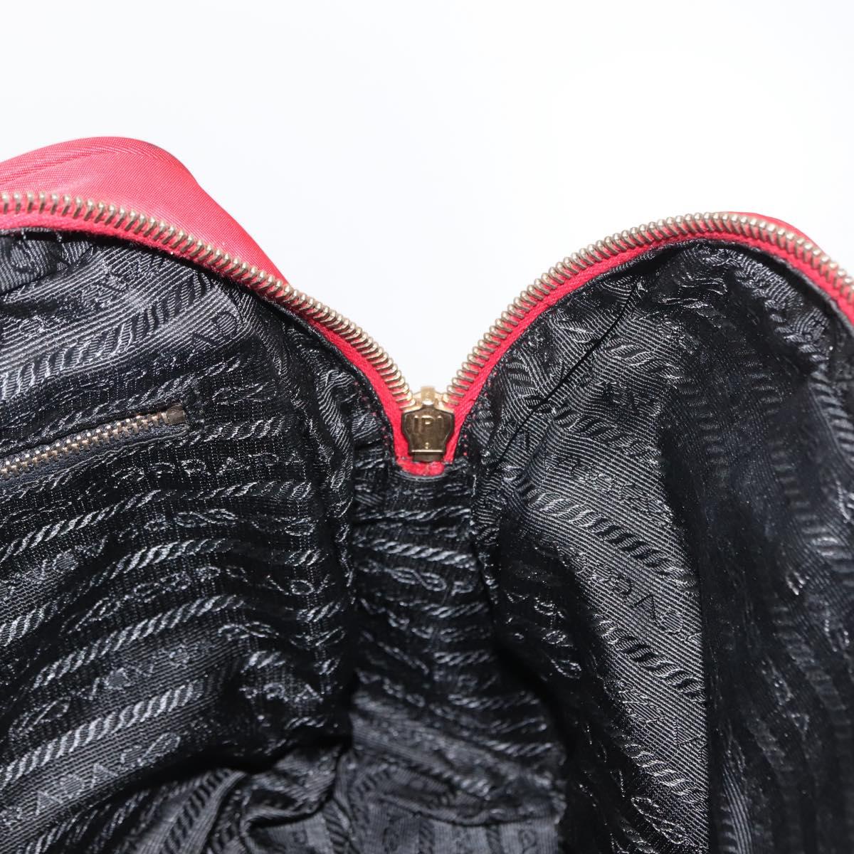 PRADA Hand Bag Nylon Red Gold Auth ki6141