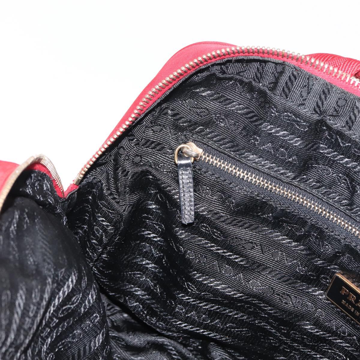 PRADA Hand Bag Nylon Red Gold Auth ki6141
