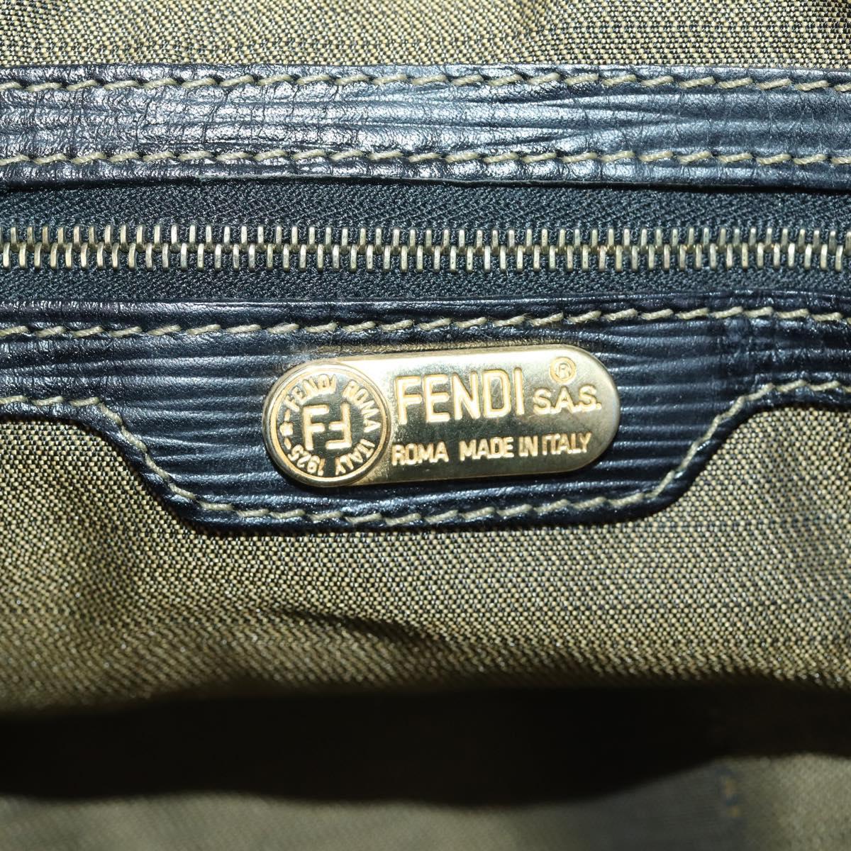 FENDI Zucca Canvas Boston Bag Black Brown gold Auth ki6142