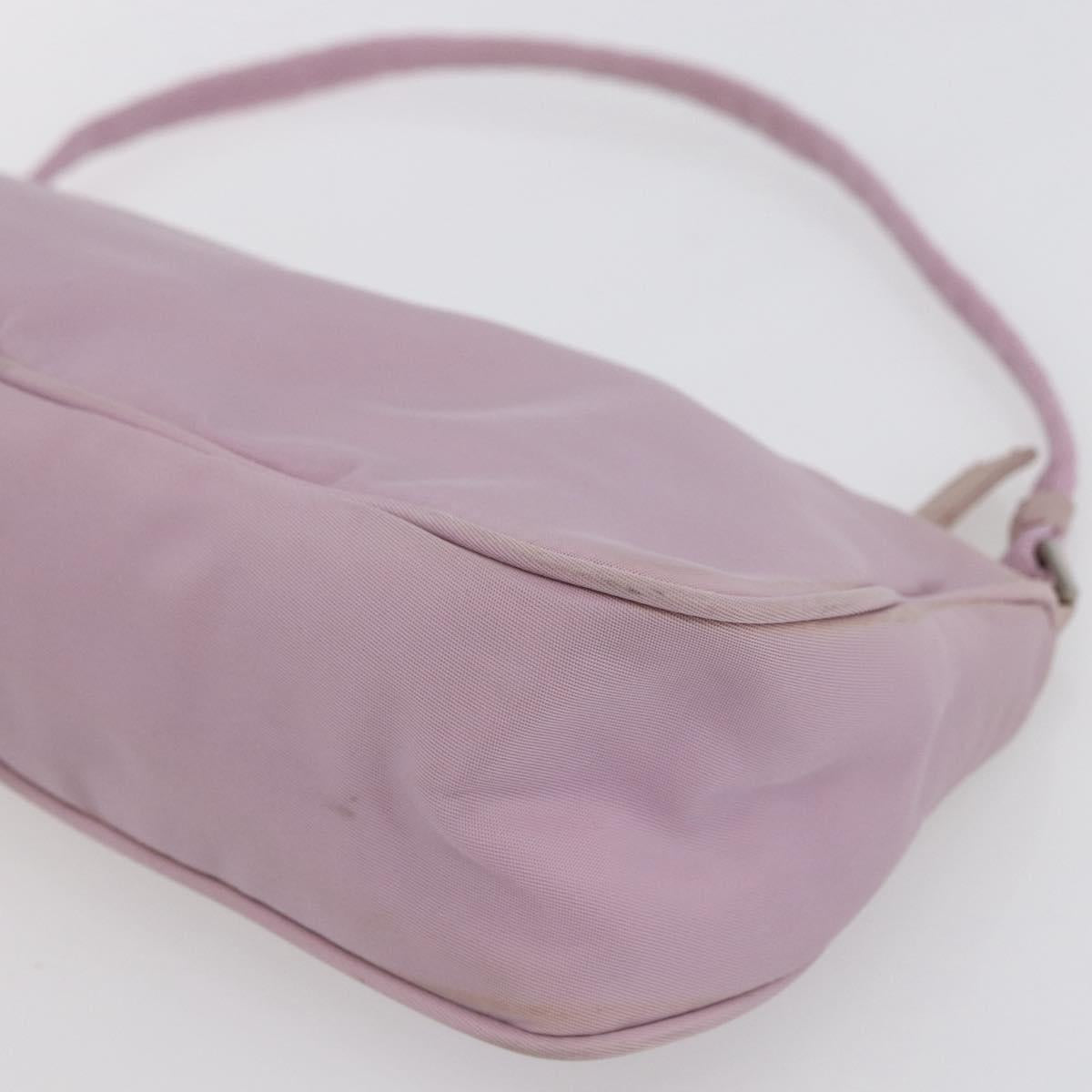 PRADA Accessory Pouch Nylon Pink Silver Auth ki6145