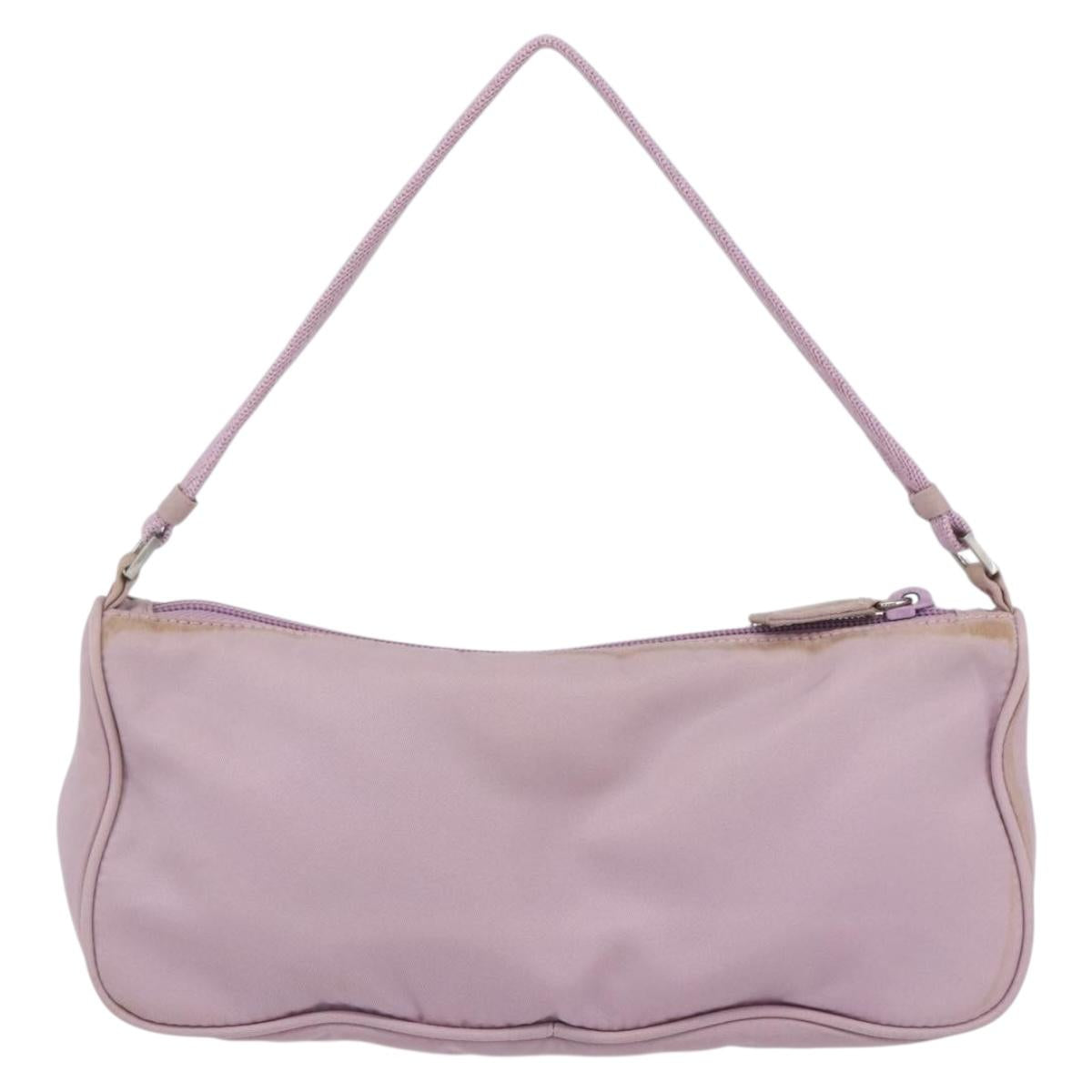 PRADA Accessory Pouch Nylon Pink Silver Auth ki6145