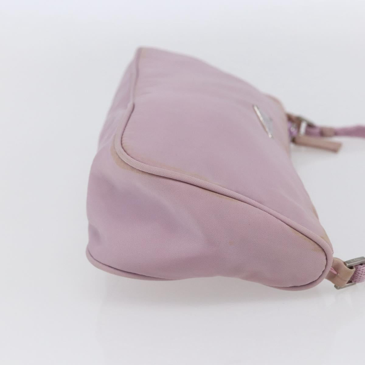 PRADA Accessory Pouch Nylon Pink Silver Auth ki6145