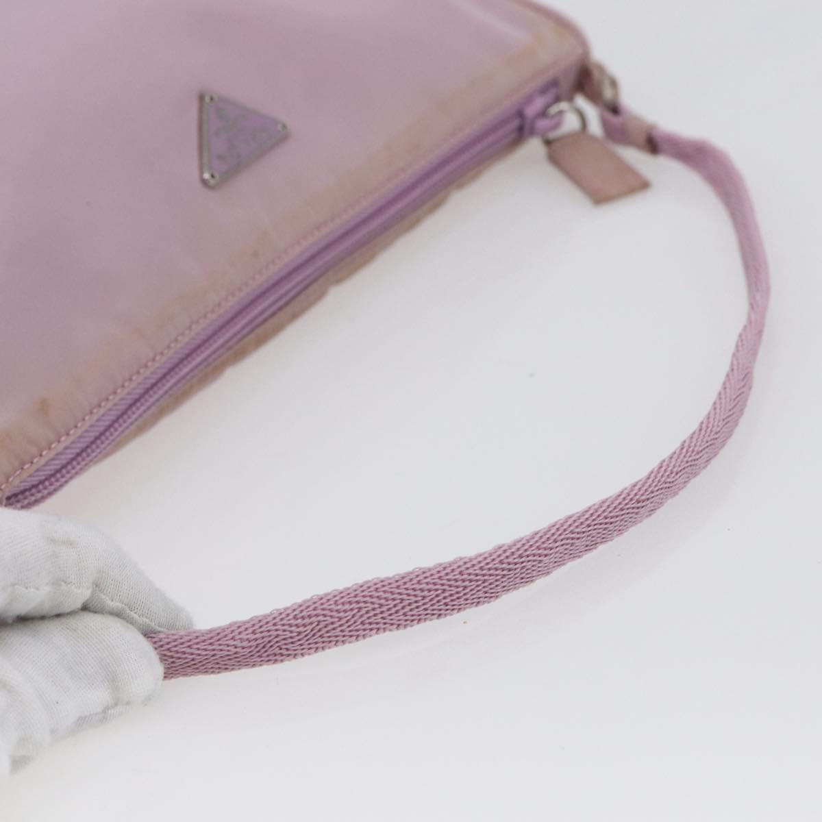 PRADA Accessory Pouch Nylon Pink Silver Auth ki6145