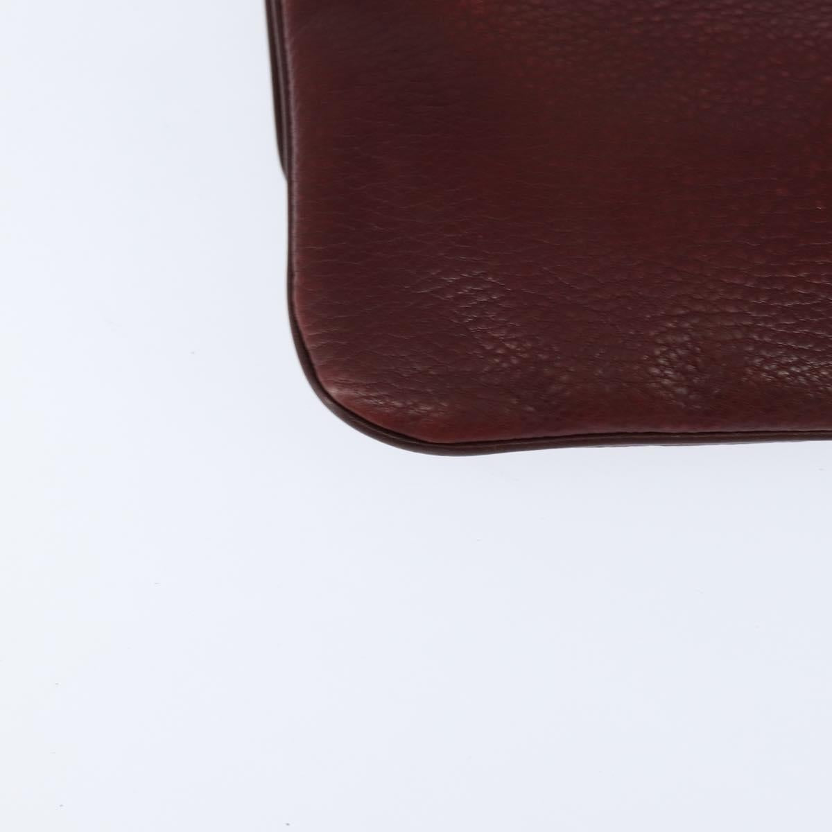 CARTIER Must Line Shoulder Bag Leather Bordeaux Gold Auth ki6147