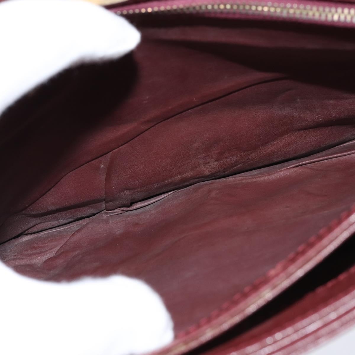 CARTIER Must Line Shoulder Bag Leather Bordeaux Gold Auth ki6148