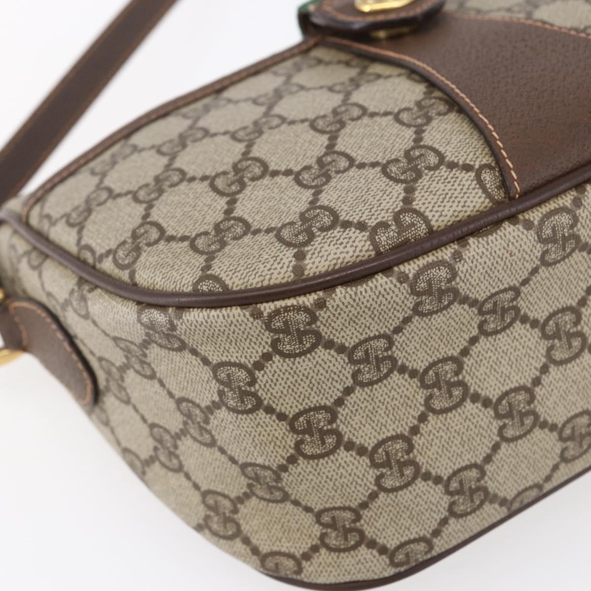 GUCCI GG Supreme Web Sherry Line Bag PVC Beige Gold 89 02 032 Auth ki6150