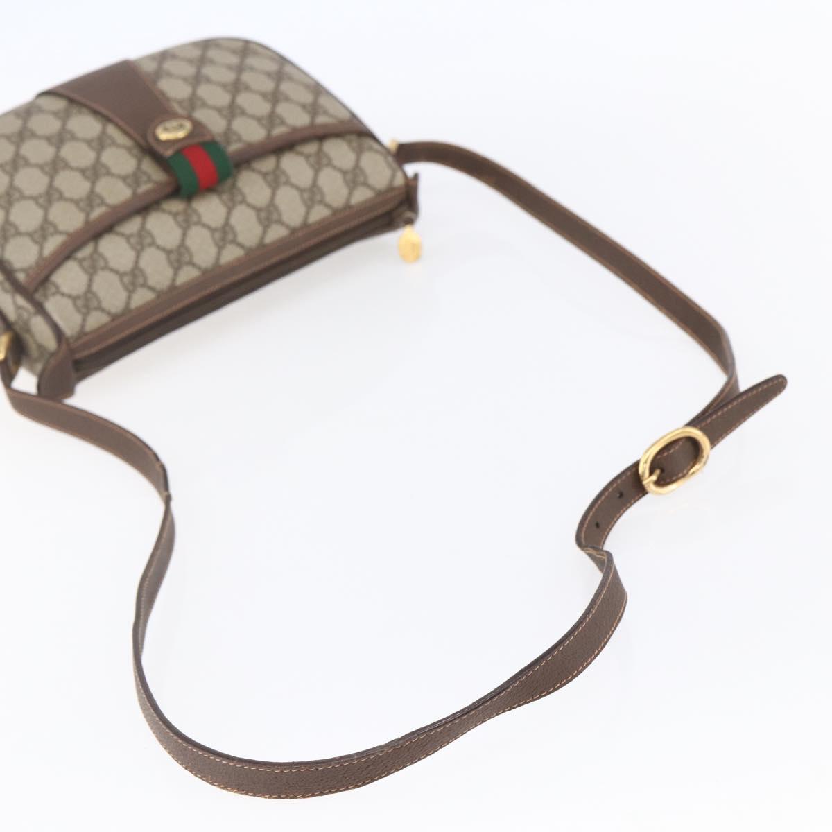 GUCCI GG Supreme Web Sherry Line Bag PVC Beige Gold 89 02 032 Auth ki6150