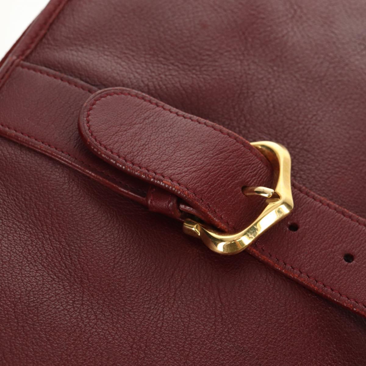 CARTIER Must Line Shoulder Bag Leather Bordeaux Gold Auth ki6152