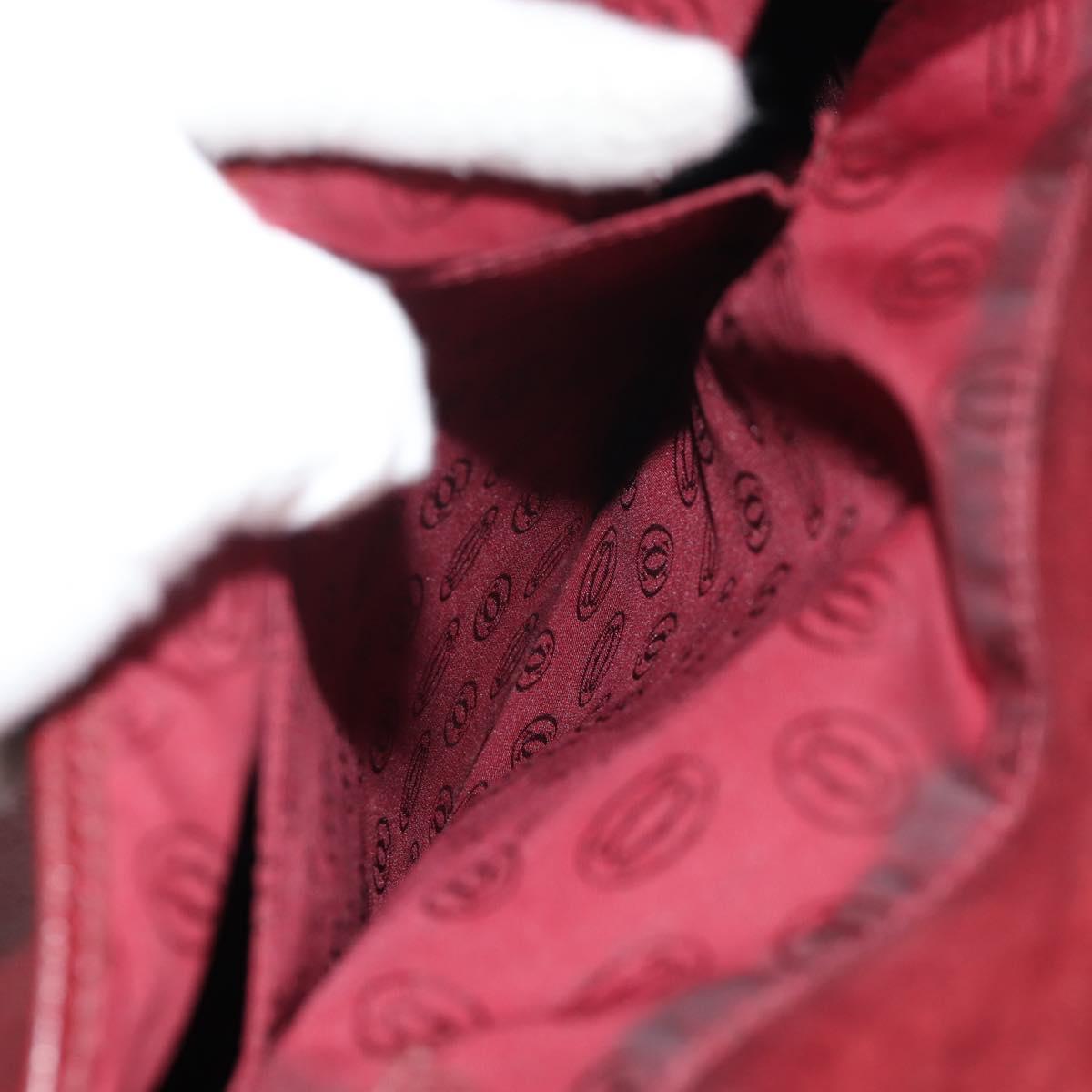 CARTIER Must Line Shoulder Bag Leather Bordeaux Gold Auth ki6152