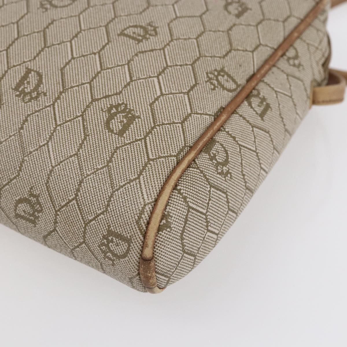 Christian Dior Honeycomb Canvas Shoulder Bag PVC Beige Gold Auth ki6153
