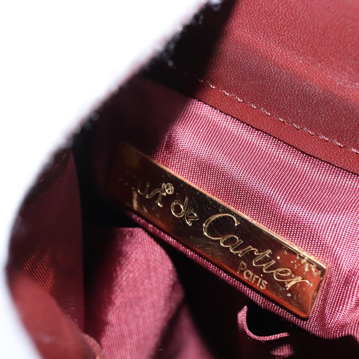 CARTIER Must Line Shoulder Bag Leather Bordeaux Gold Auth ki6154