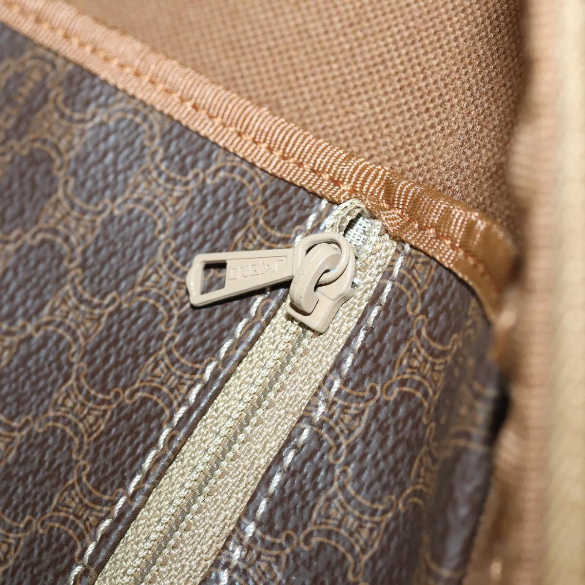 CELINE Macadam Canvas Boston Bag PVC Brown Gold Auth ki6155