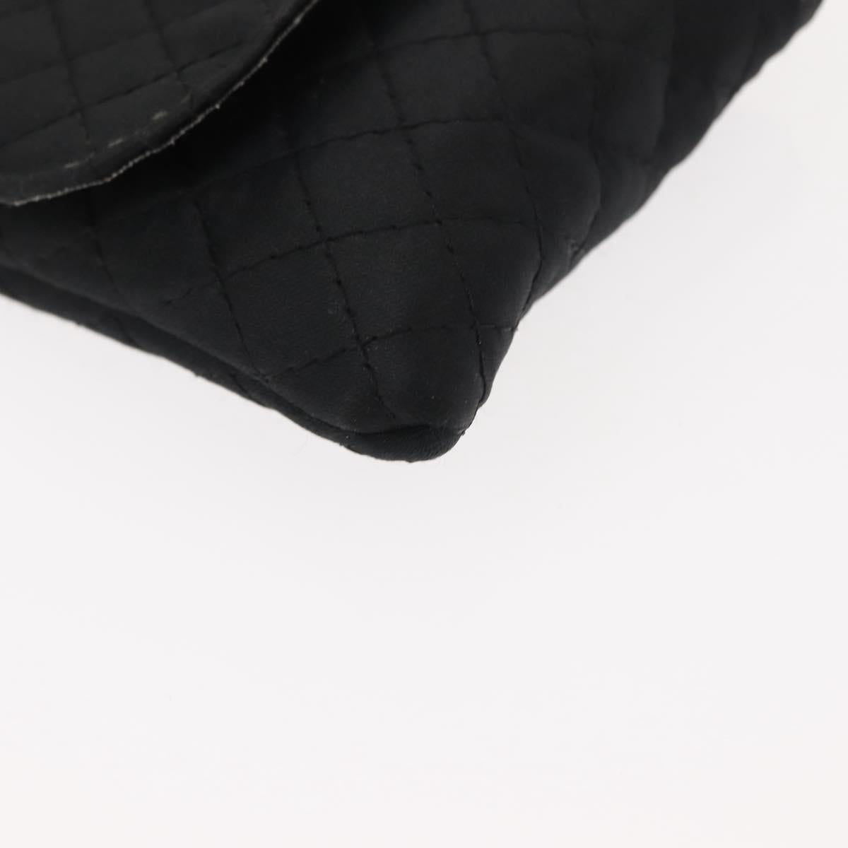 CHANEL Matelasse Chain Shoulder Bag Satin Black Gold CC Auth ki6158