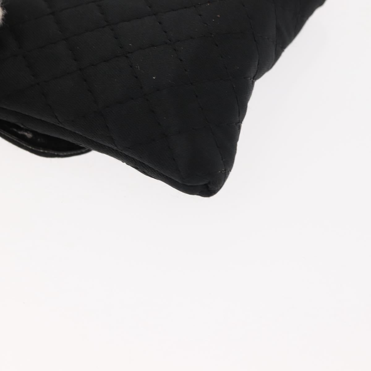 CHANEL Matelasse Chain Shoulder Bag Satin Black Gold CC Auth ki6158