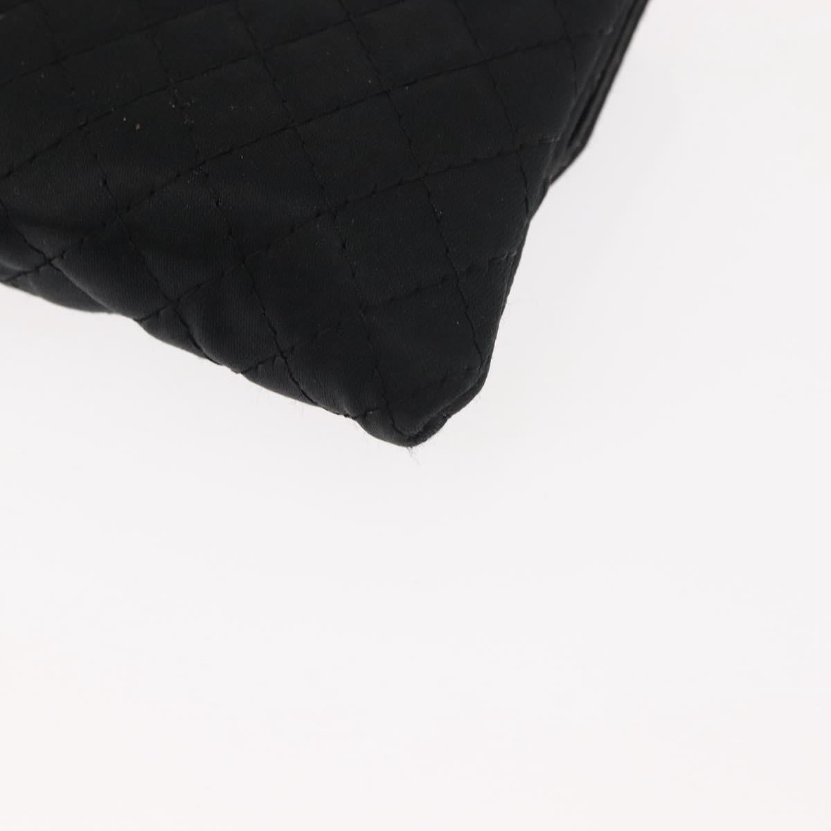 CHANEL Matelasse Chain Shoulder Bag Satin Black Gold CC Auth ki6158