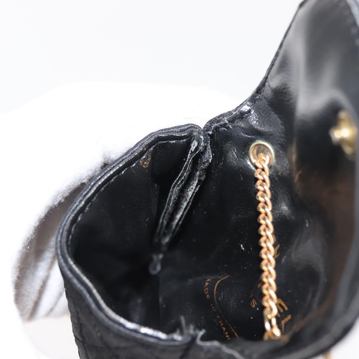 CHANEL Matelasse Chain Shoulder Bag Satin Black Gold CC Auth ki6158