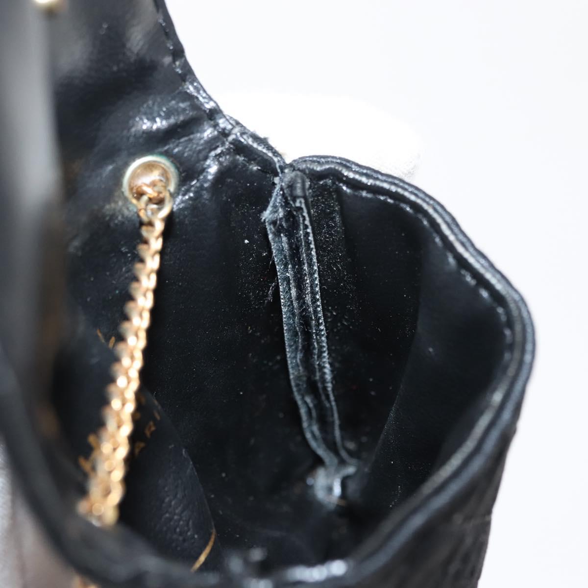 CHANEL Matelasse Chain Shoulder Bag Satin Black Gold CC Auth ki6158