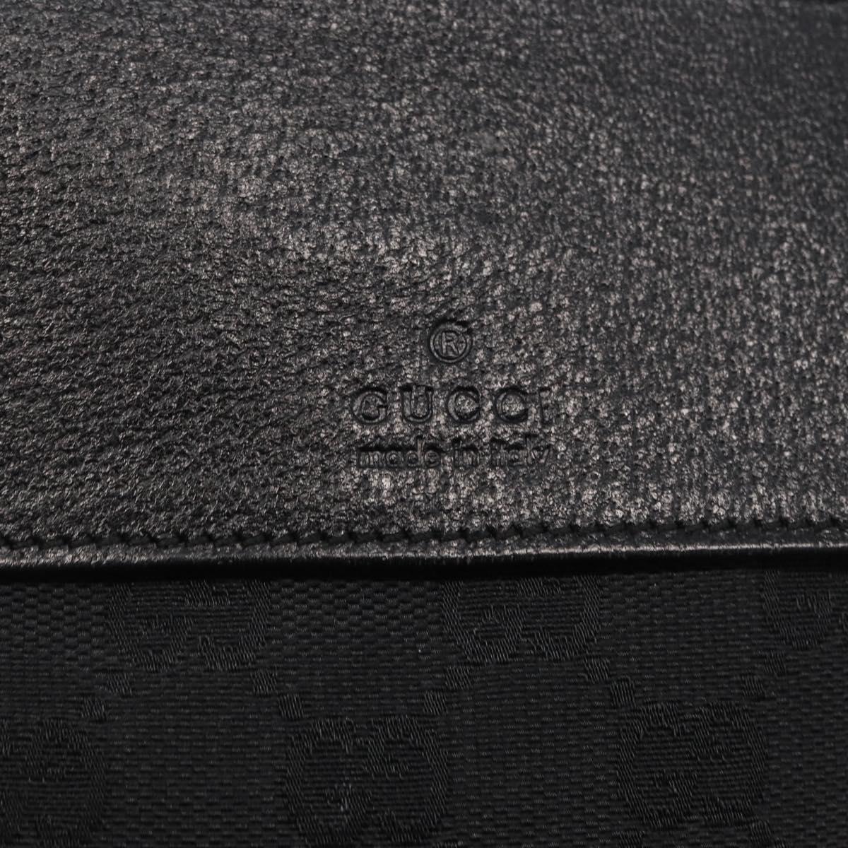 GUCCI GG Canvas Waist bag Black Silver 28566 Auth ki6159