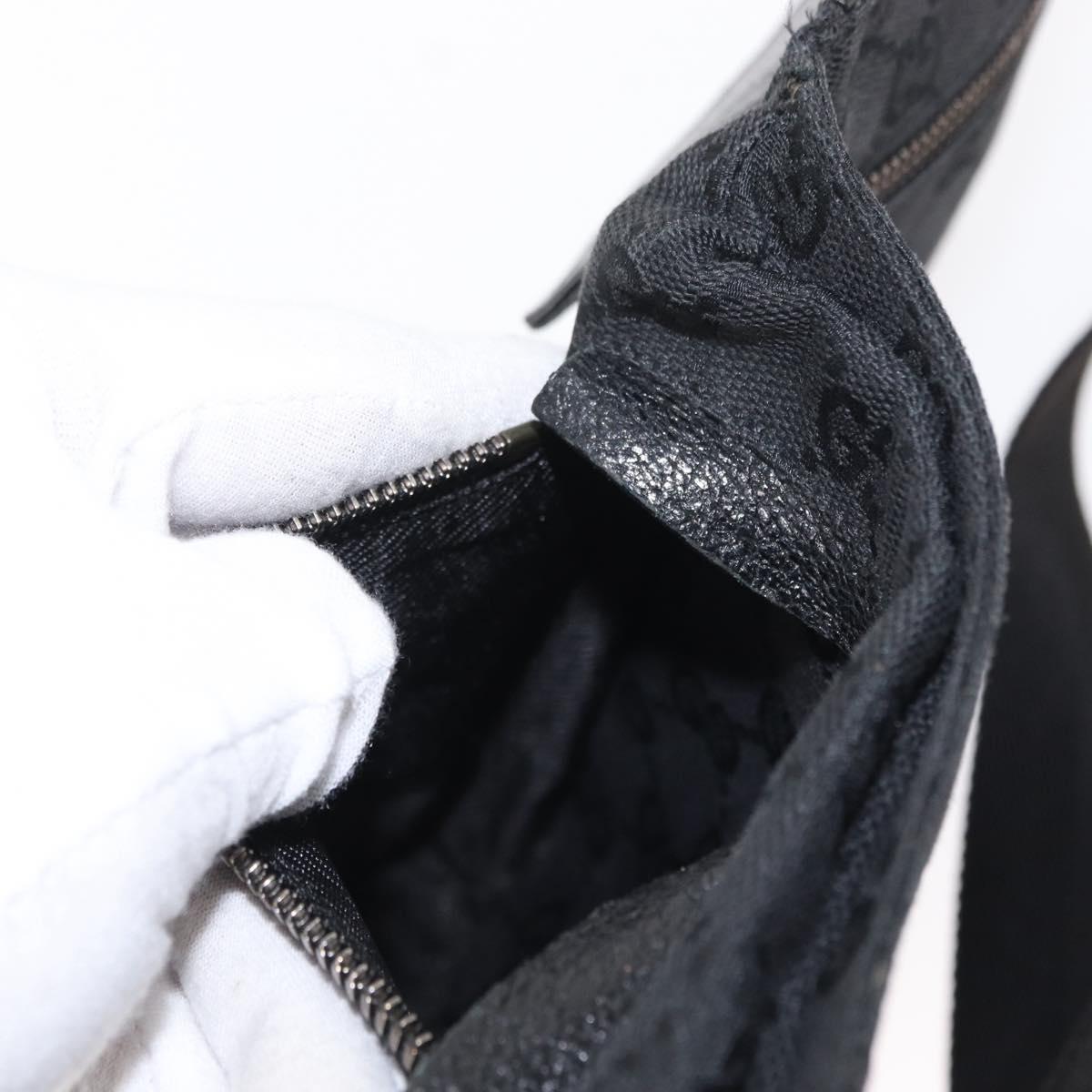 GUCCI GG Canvas Waist bag Black Silver 28566 Auth ki6159