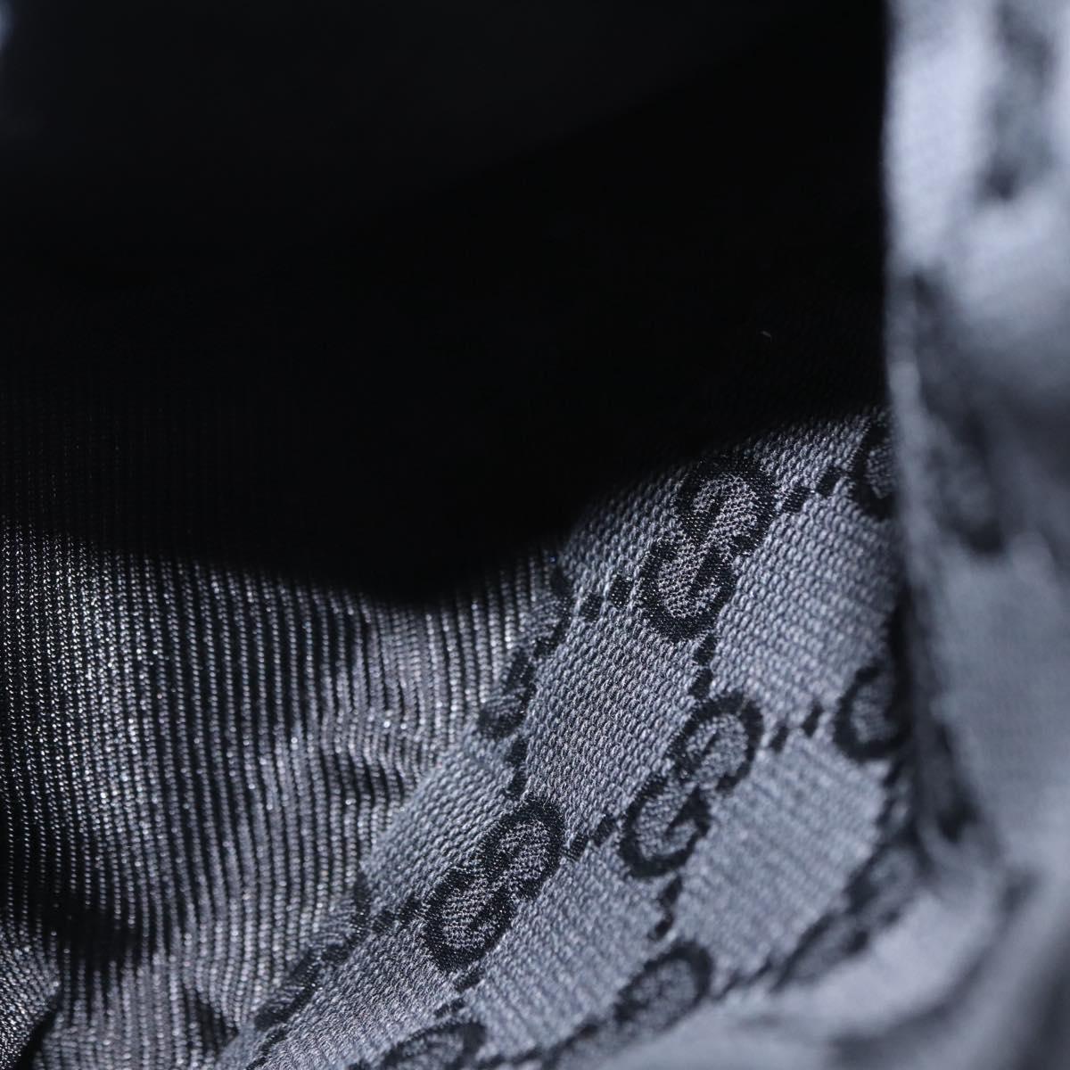 GUCCI GG Canvas Waist bag Black Silver 28566 Auth ki6159