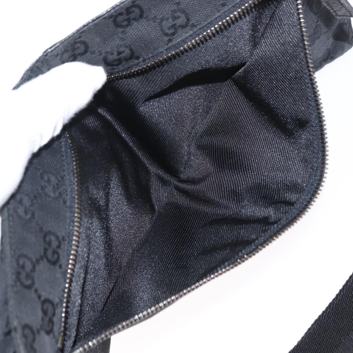 GUCCI GG Canvas Waist bag Black Silver 28566 Auth ki6159