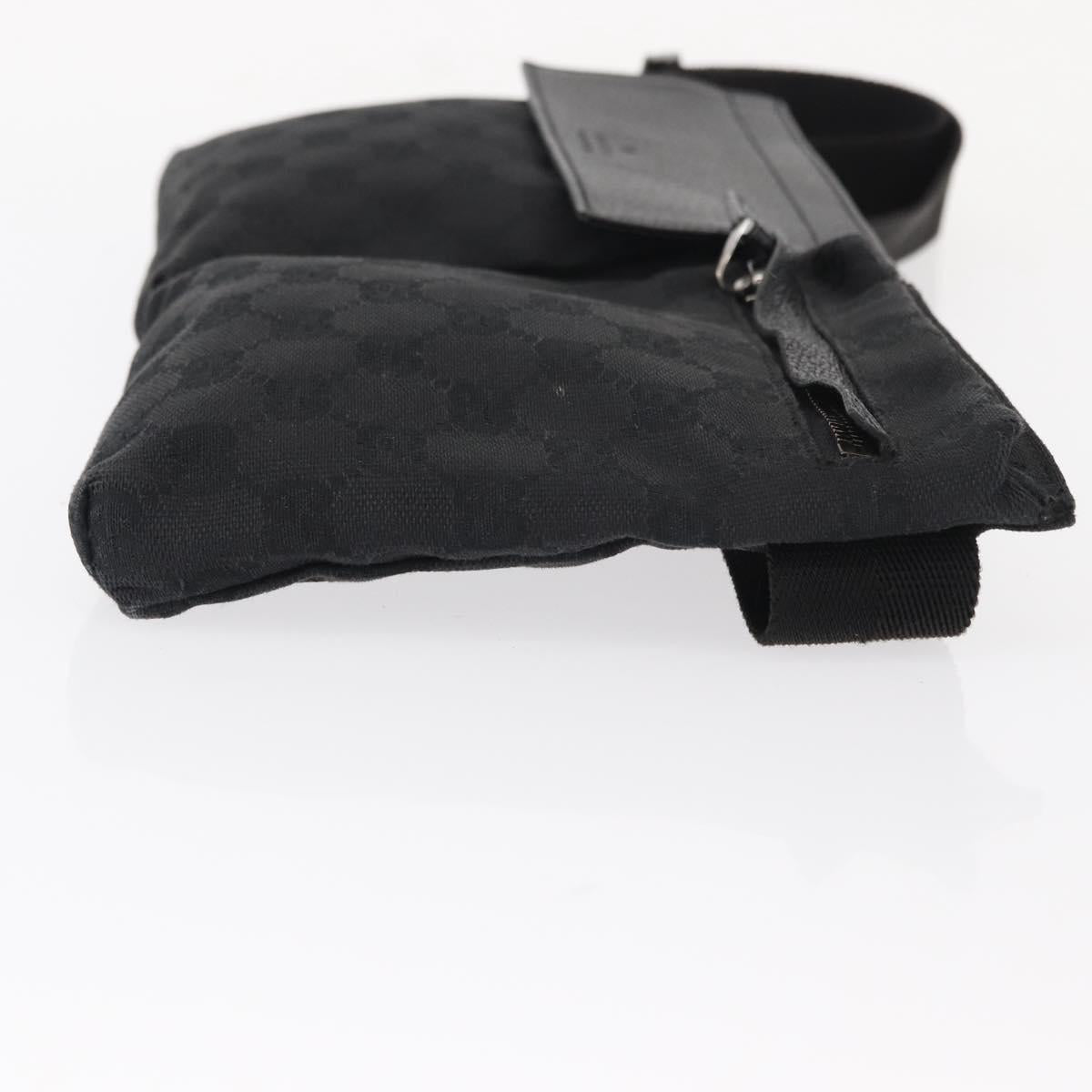 GUCCI GG Canvas Waist bag Black Silver 28566 Auth ki6159