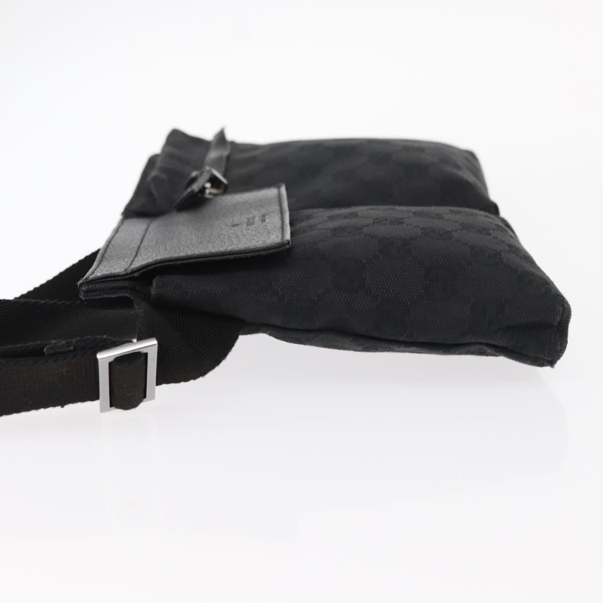 GUCCI GG Canvas Waist bag Black Silver 28566 Auth ki6159