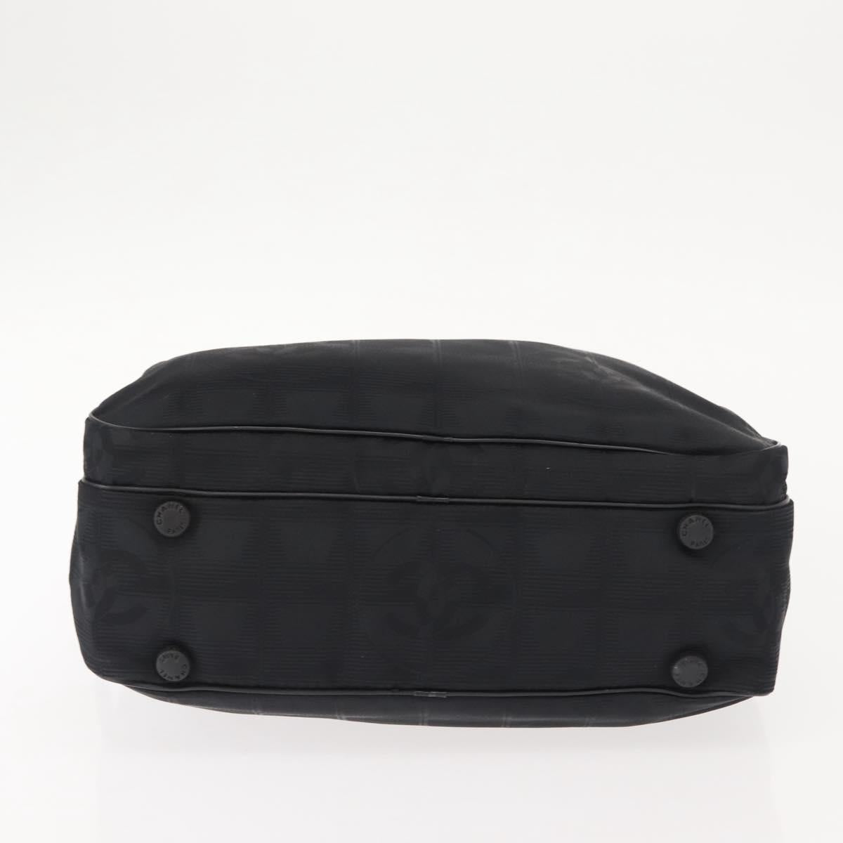 CHANEL New Travel Line Hand Bag Nylon Black CC Auth ki6162