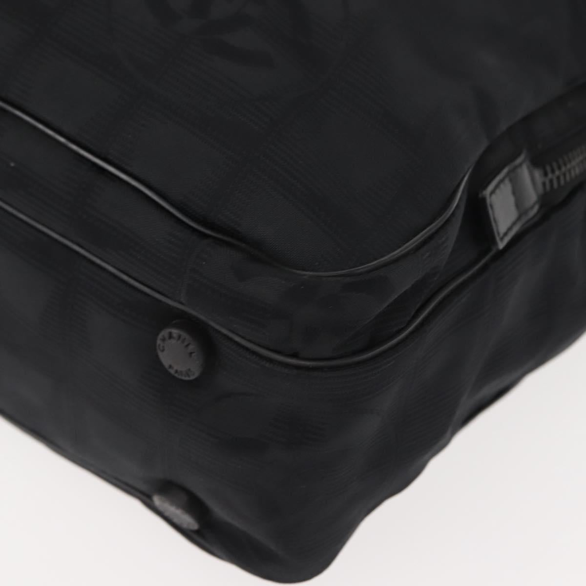 CHANEL New Travel Line Hand Bag Nylon Black CC Auth ki6162