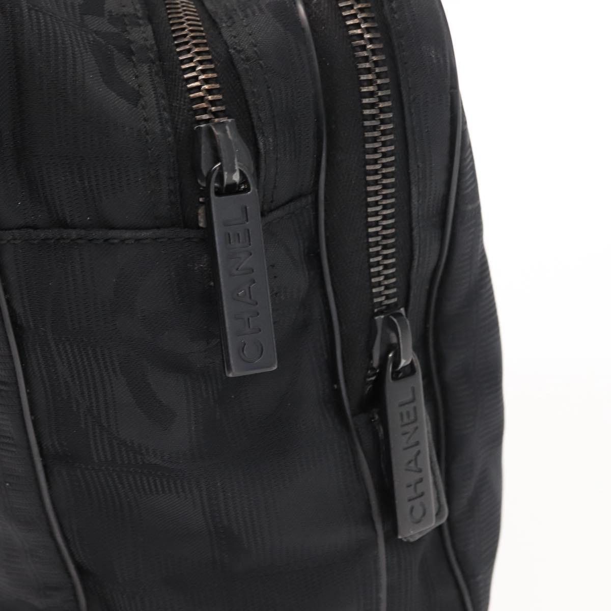 CHANEL New Travel Line Hand Bag Nylon Black CC Auth ki6162