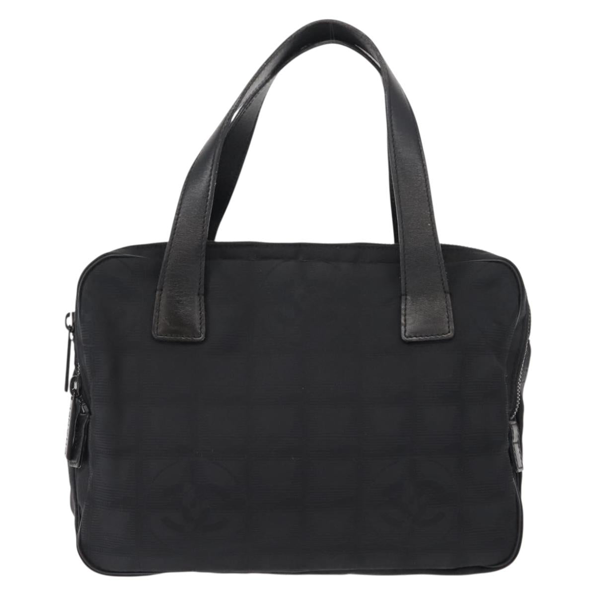 CHANEL New Travel Line Hand Bag Nylon Black CC Auth ki6162