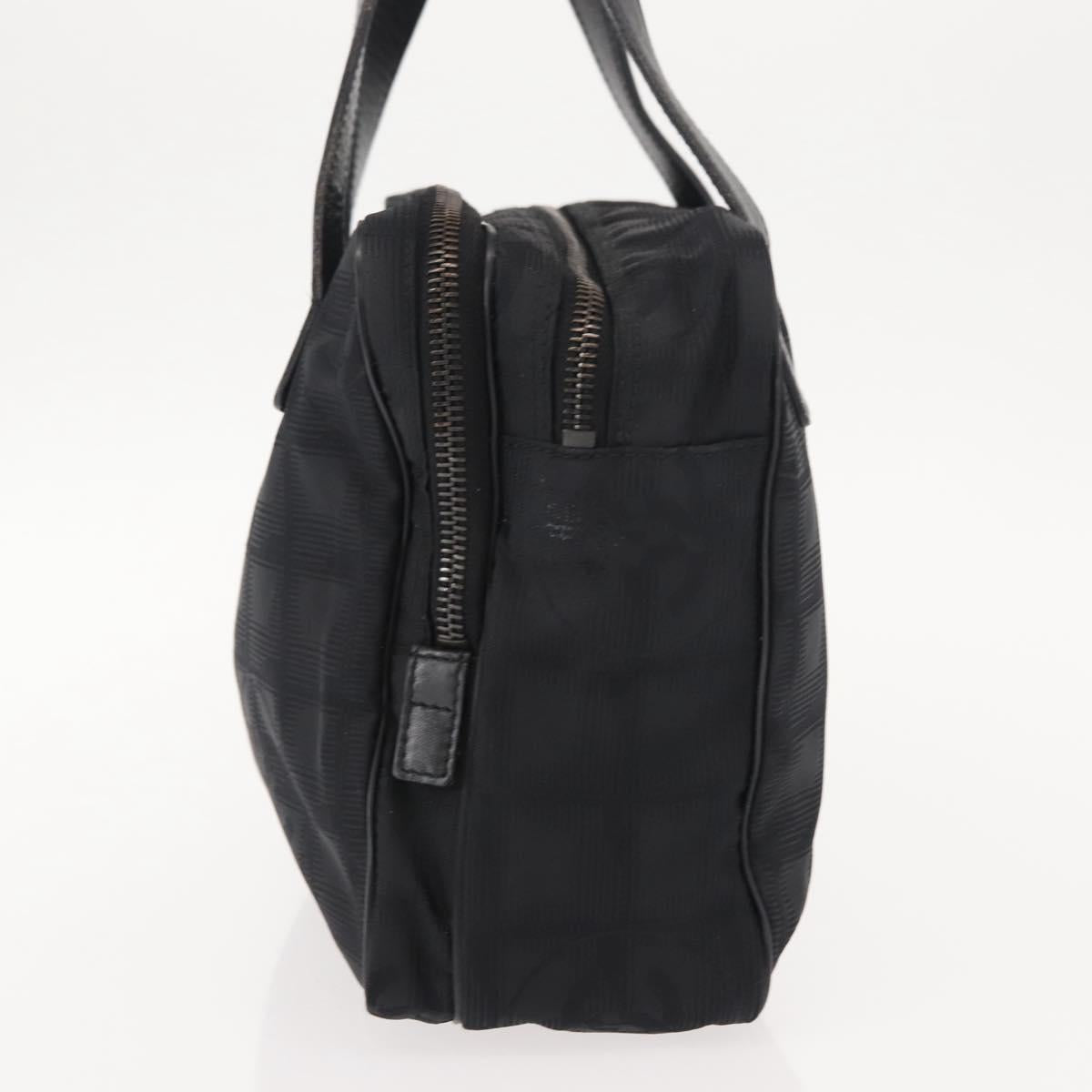 CHANEL New Travel Line Hand Bag Nylon Black CC Auth ki6162