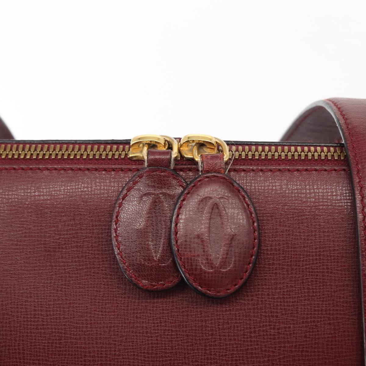 CARTIER Must Line Shoulder Bag Leather Bordeaux Gold Auth ki6163
