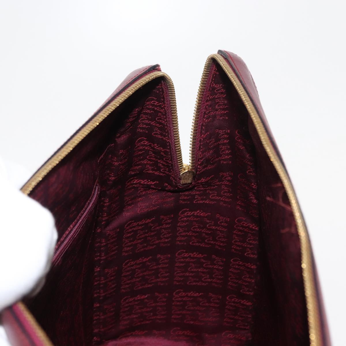 CARTIER Must Line Shoulder Bag Leather Bordeaux Gold Auth ki6163