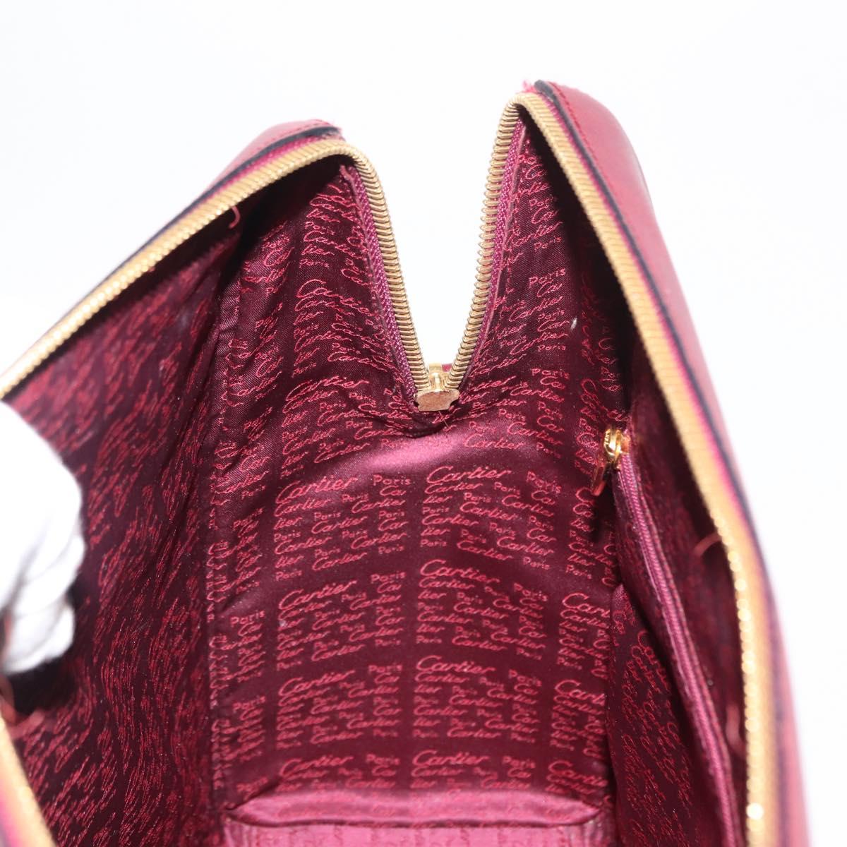 CARTIER Must Line Shoulder Bag Leather Bordeaux Gold Auth ki6163