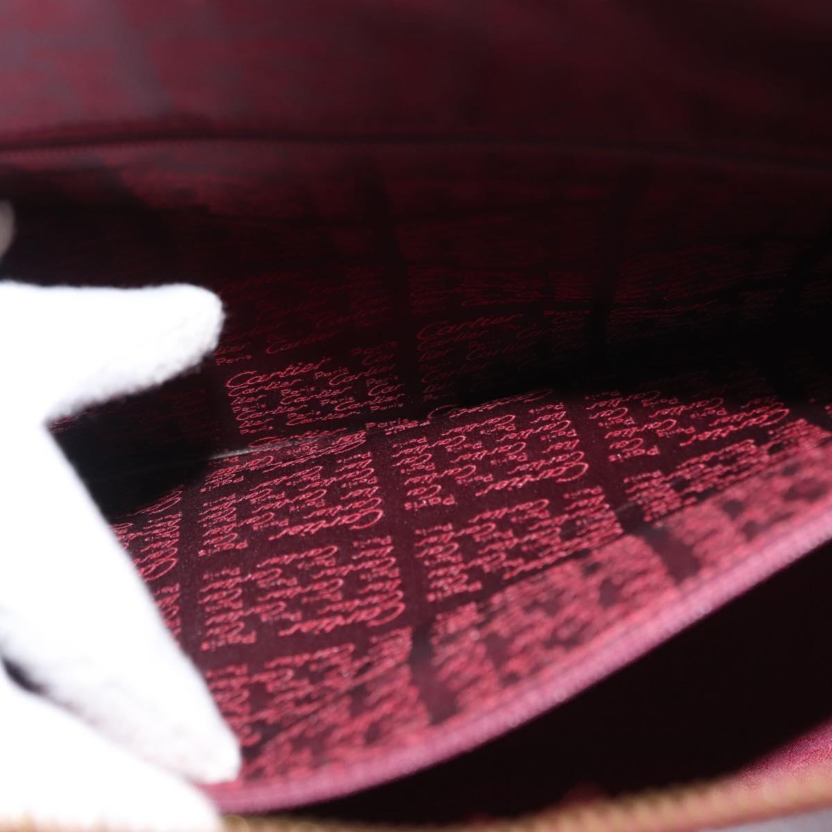 CARTIER Must Line Shoulder Bag Leather Bordeaux Gold Auth ki6163