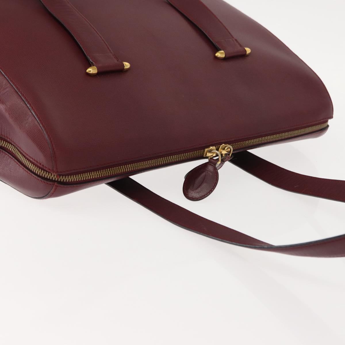 CARTIER Must Line Shoulder Bag Leather Bordeaux Gold Auth ki6163