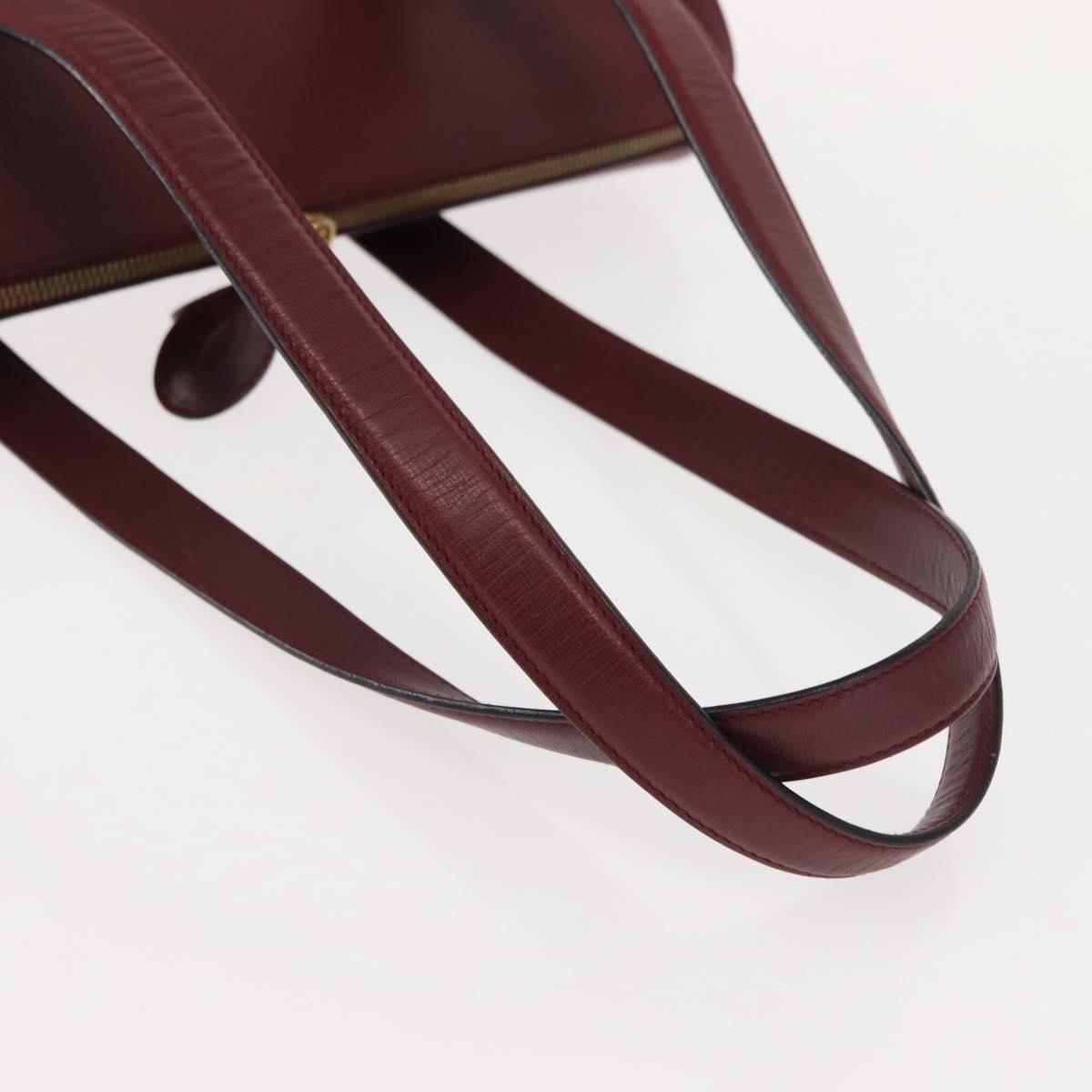 CARTIER Must Line Shoulder Bag Leather Bordeaux Gold Auth ki6163