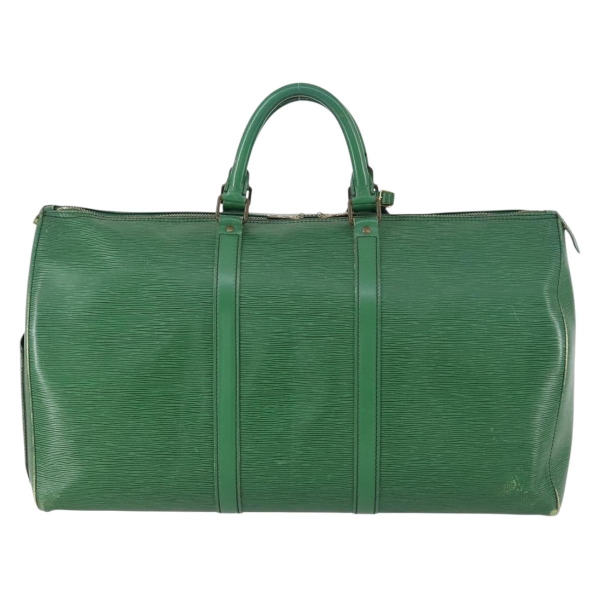 LOUIS VUITTON Epi Keepall 50 Boston Bag Green M42964 LV Auth ki6165