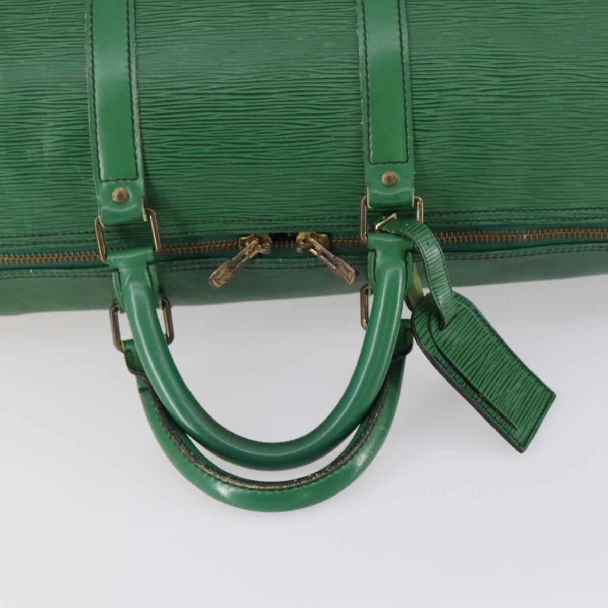 LOUIS VUITTON Epi Keepall 50 Boston Bag Green M42964 LV Auth ki6165