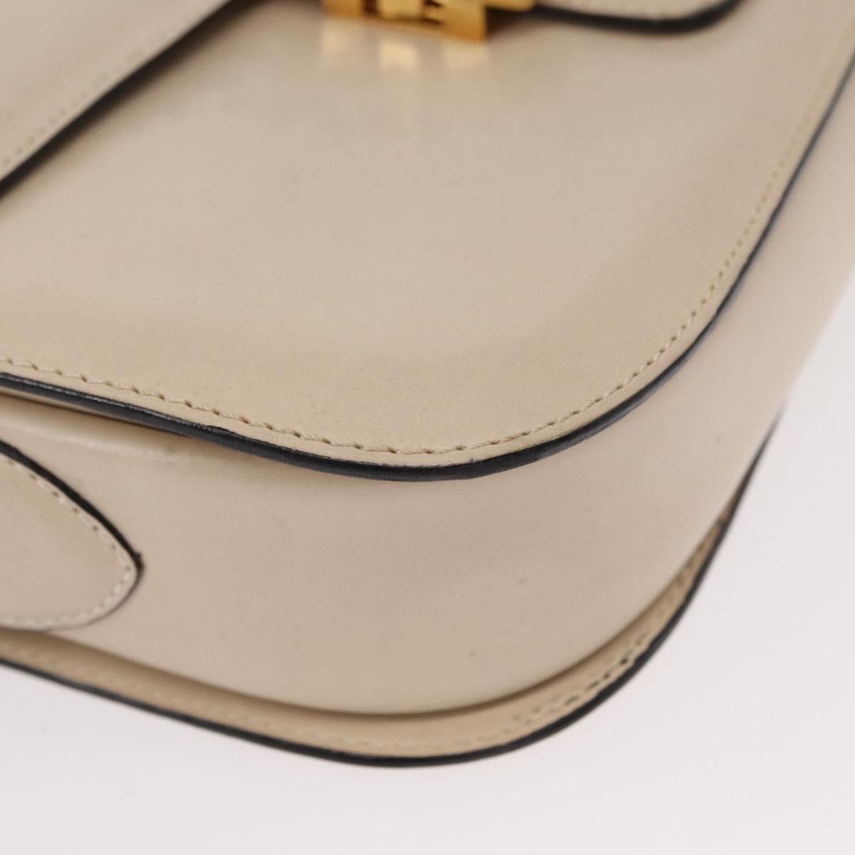 CELINE Horse Carriage Shoulder Bag Leather Cream Gold Auth ki6167