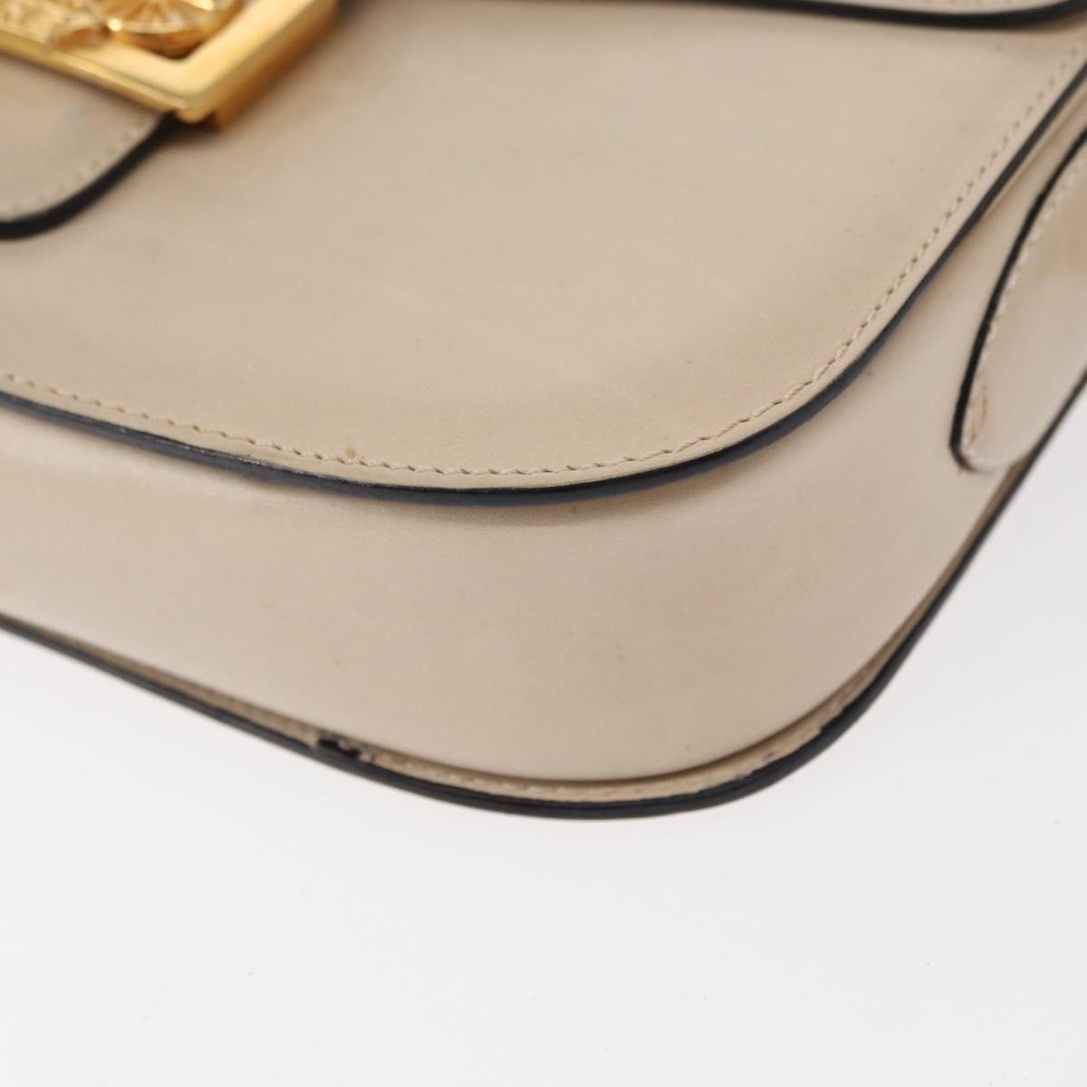 CELINE Horse Carriage Shoulder Bag Leather Cream Gold Auth ki6167