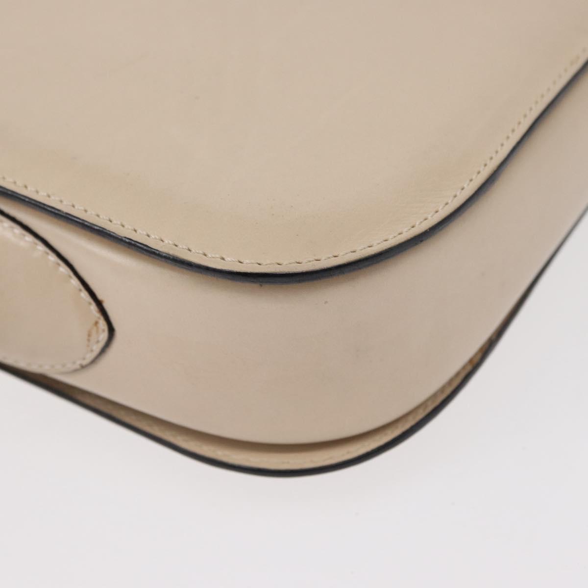 CELINE Horse Carriage Shoulder Bag Leather Cream Gold Auth ki6167