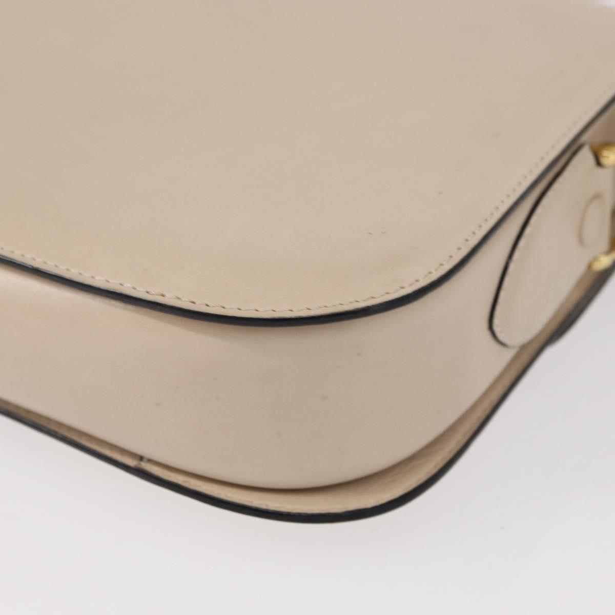 CELINE Horse Carriage Shoulder Bag Leather Cream Gold Auth ki6167